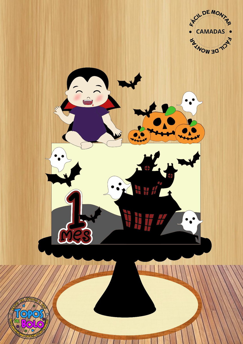 Arquivo de Corte Topo de Bolo Bebe Vampirinho Cute