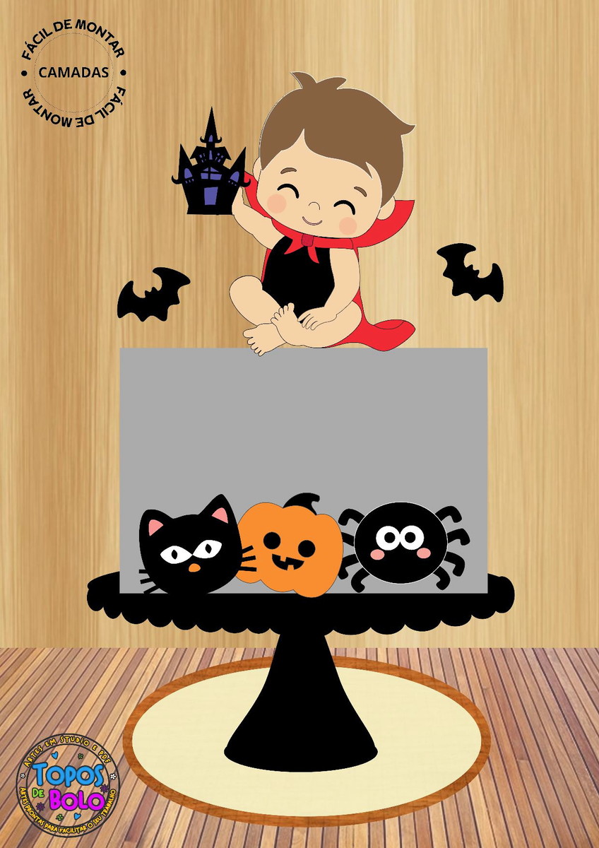 Arquivo de Corte Topo de Bolo Bebe Vampiro