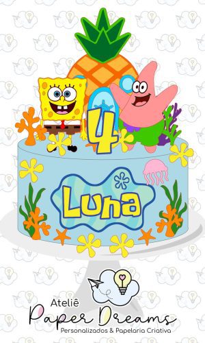 Arquivo De Corte Topo De Bolo - Bob Esponja Em Camadas