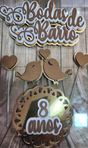 Arquivo de Corte Topo de Bolo Bodas de Barro Studio+brinde