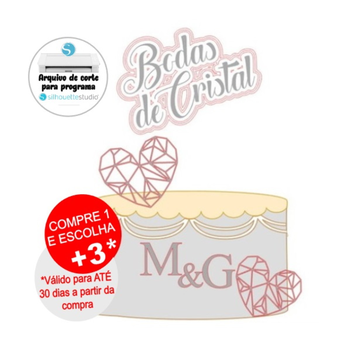 Arquivo de Corte Topo de Bolo Bodas de Cristal