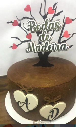 Arquivo de Corte Topo de Bolo Bodas de Madeira Studio 01