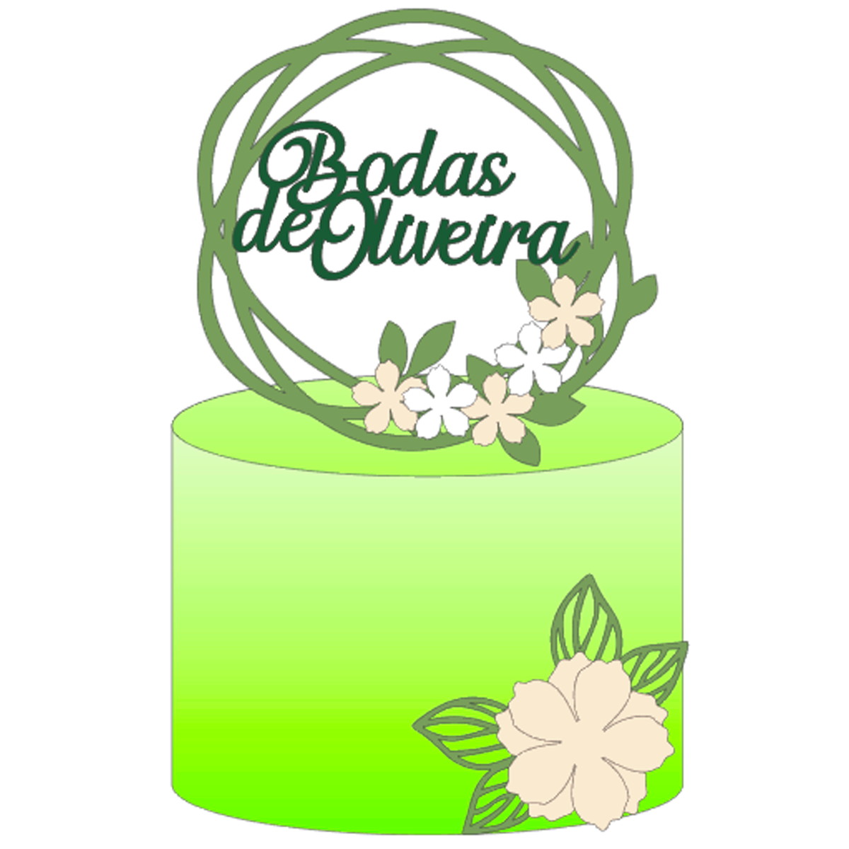 Arquivo de Corte: Topo de Bolo Bodas de Oliveira Flor 3d 002
