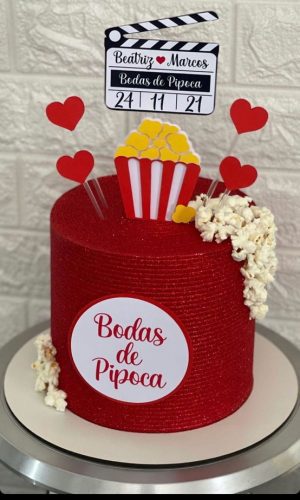 Arquivo de Corte Topo de Bolo Bodas de Pipoca