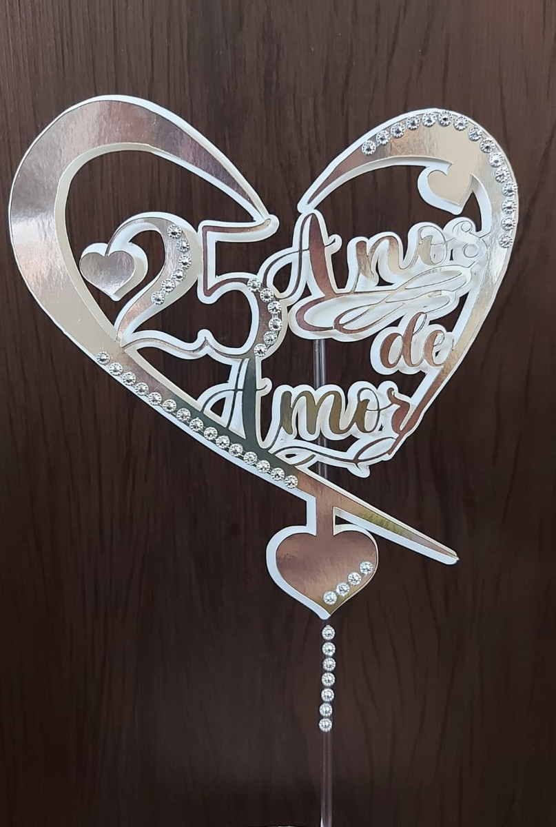 Arquivo de CORTE Topo de bolo bodas de prata 25 anos casados - Imagem 2