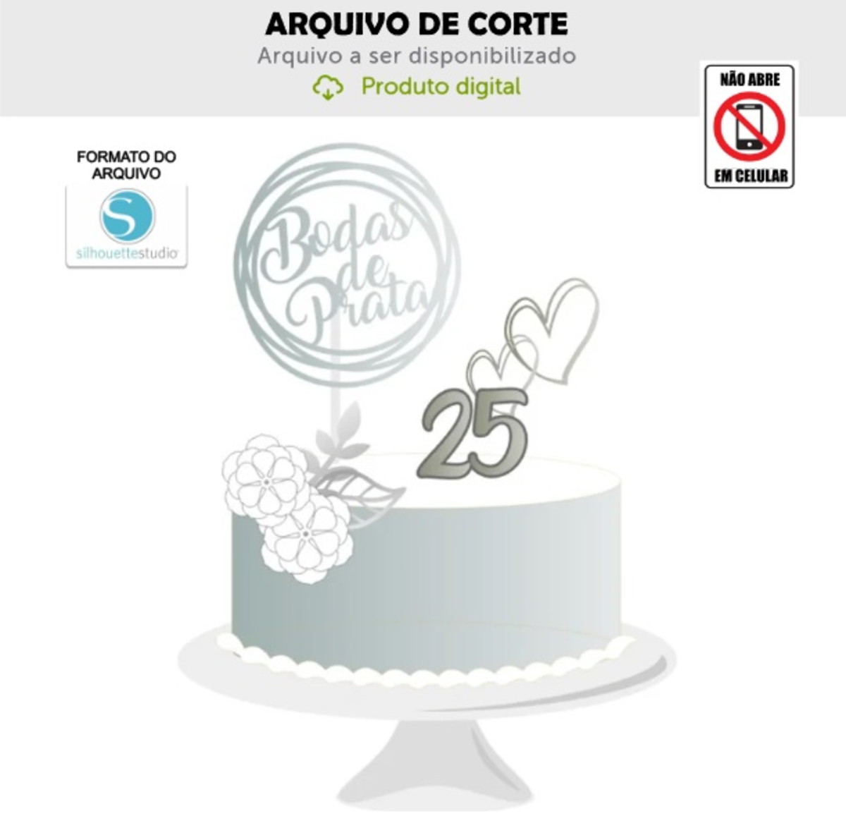 Arquivo de Corte Topo de Bolo Bodas de Prata