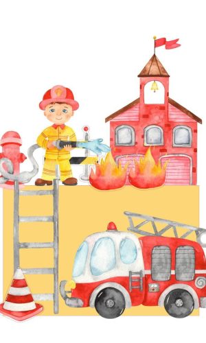 Arquivo De Corte Topo De Bolo Bombeiro Aquarela