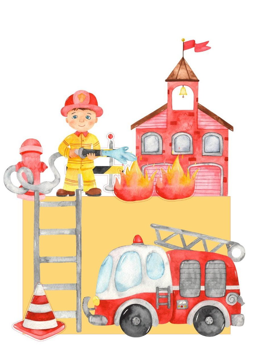 Arquivo De Corte Topo De Bolo Bombeiro Aquarela