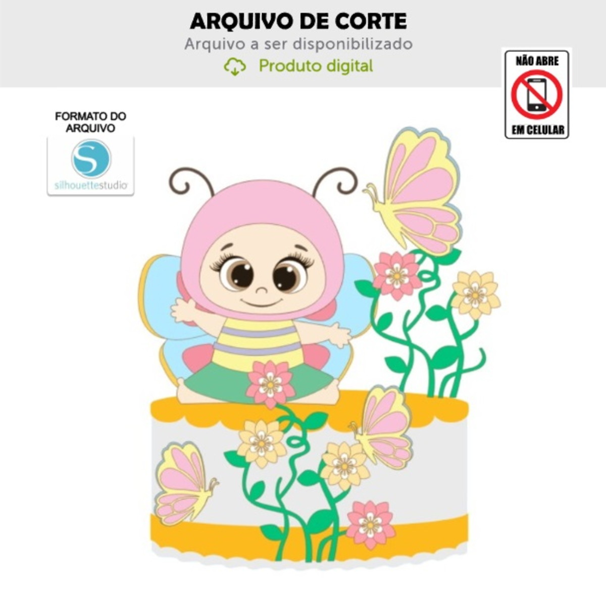 Arquivo de Corte Topo de Bolo Borboleta Baby