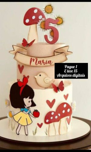 Arquivo de Corte-topo de Bolo Branca de Neve Aquarela