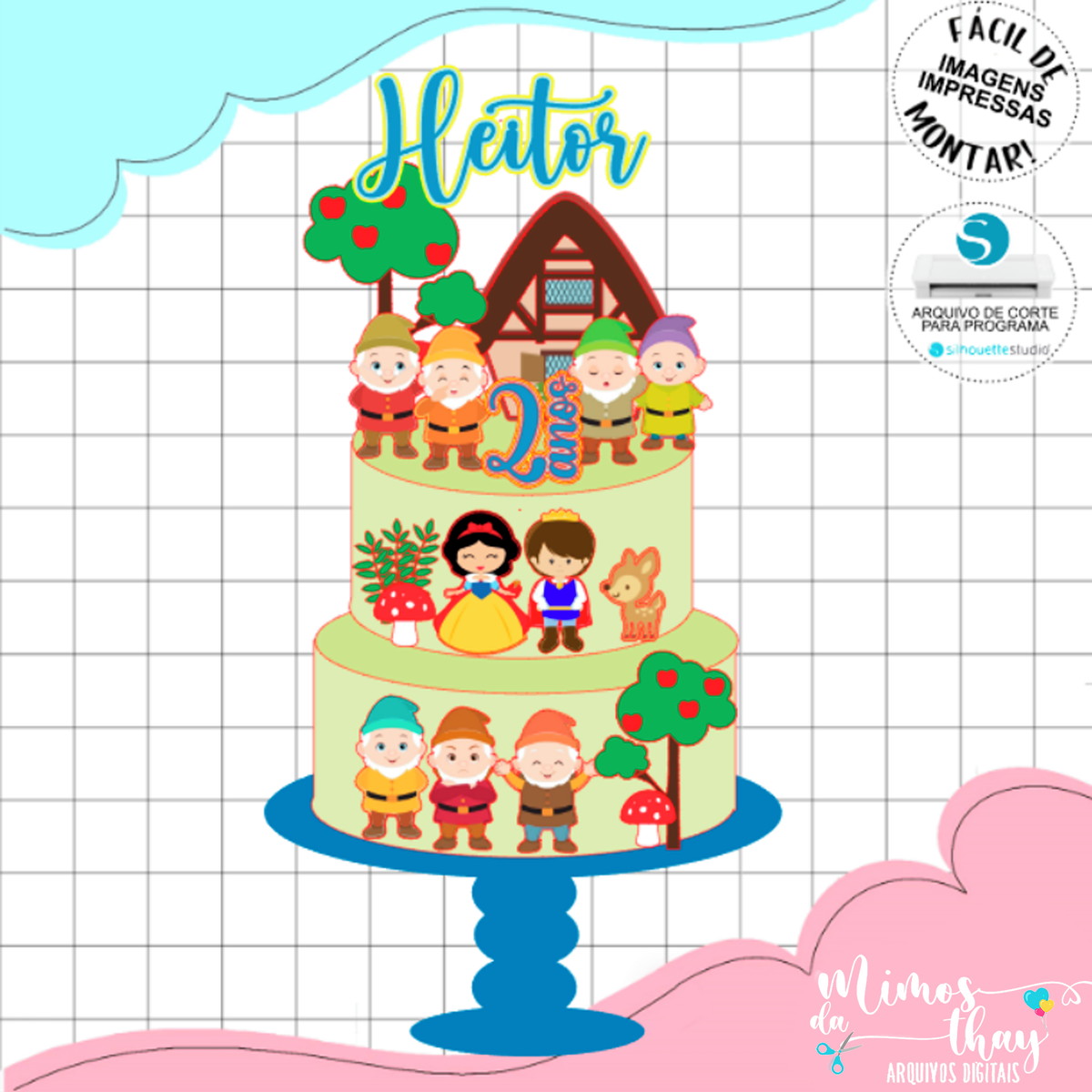 Arquivo de Corte: Topo de Bolo Branca de Neve Cute 016