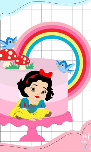 Arquivo de Corte Topo de Bolo Branca de Neve e Arco Iris 027