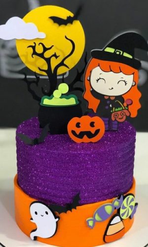 Arquivo de Corte Topo de Bolo Bruxinha Cute Halloween 080