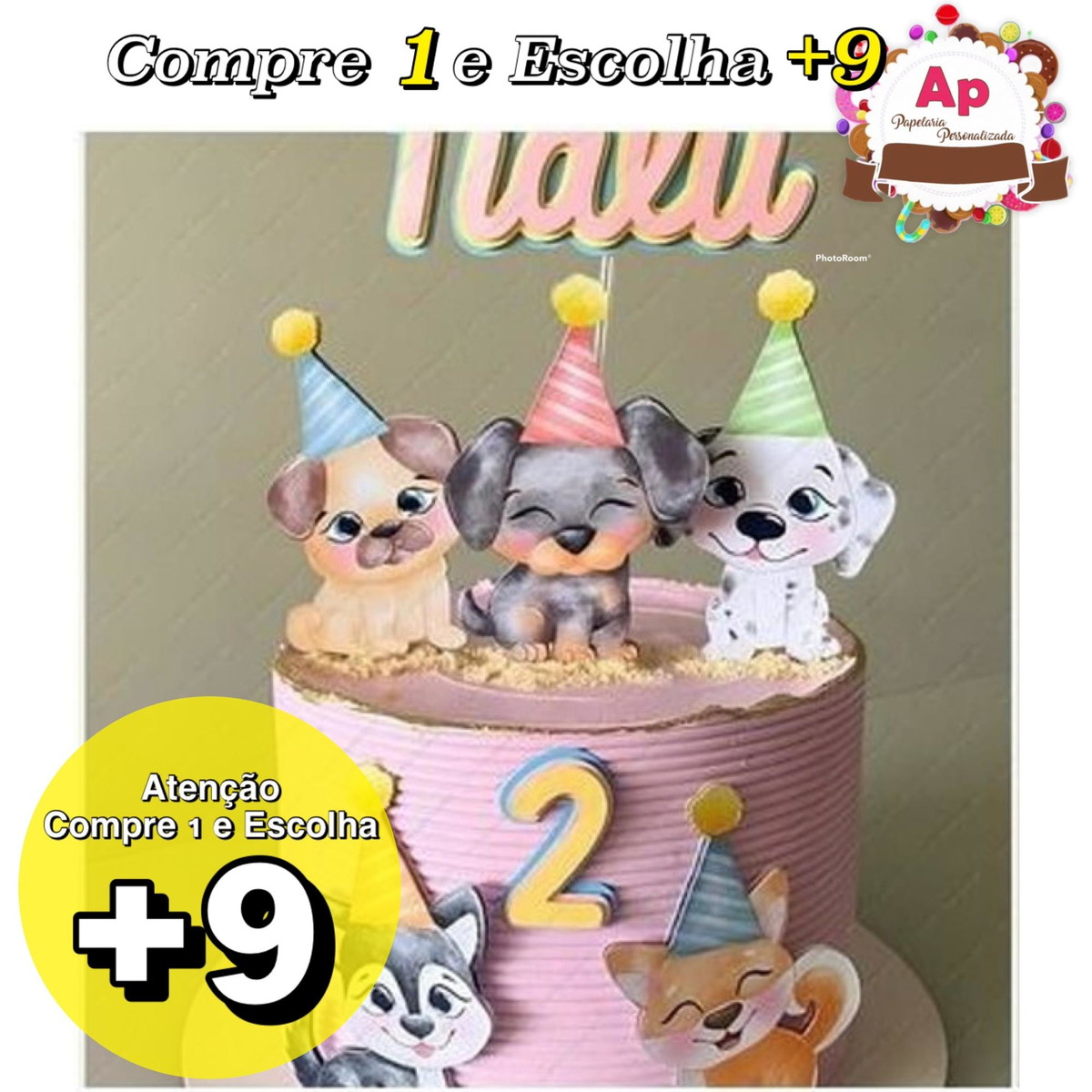 Arquivo de Corte Topo de Bolo Cachorro Aquarela - Studio