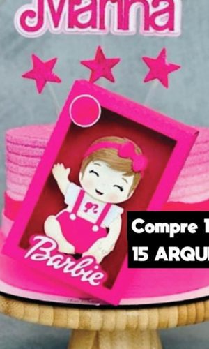 Arquivo de Corte-topo de Bolo Caixa e Boneca Barbie