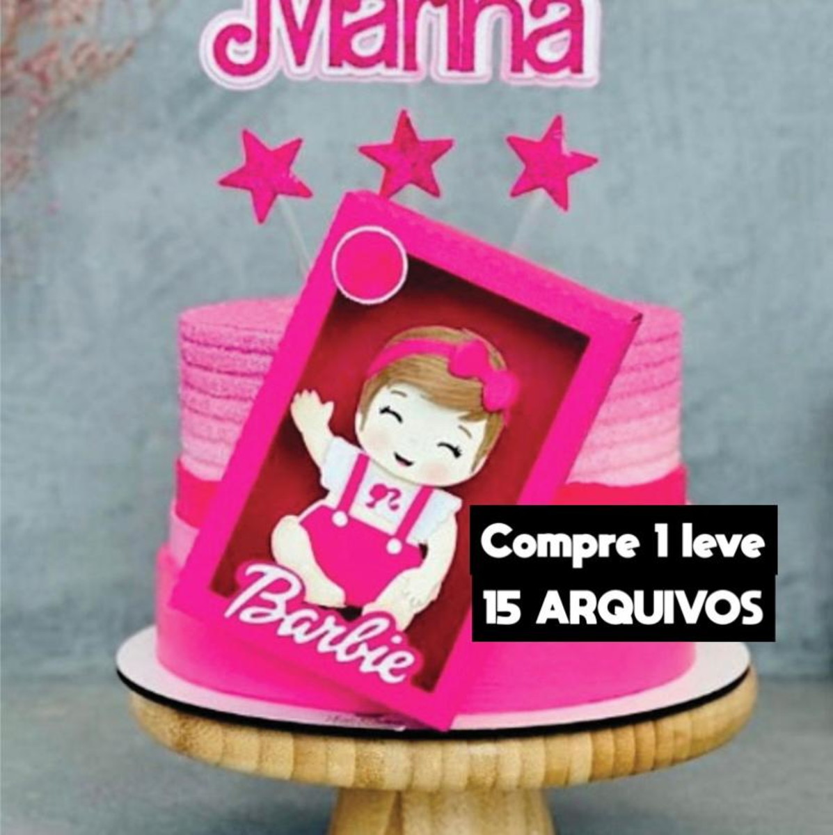 Arquivo de Corte-topo de Bolo Caixa e Boneca Barbie