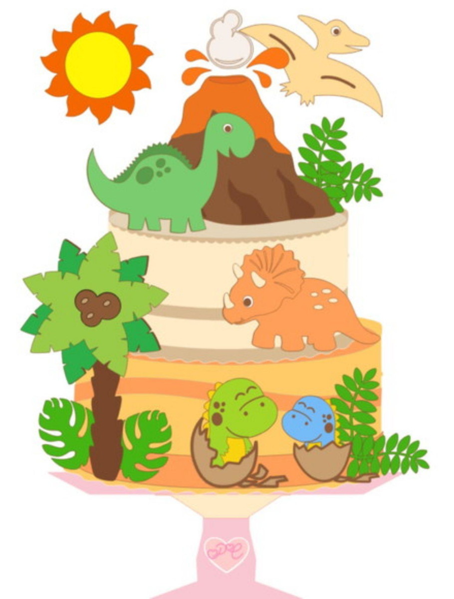 Arquivo de Corte Topo de Bolo Camadas Dinossauro Studio