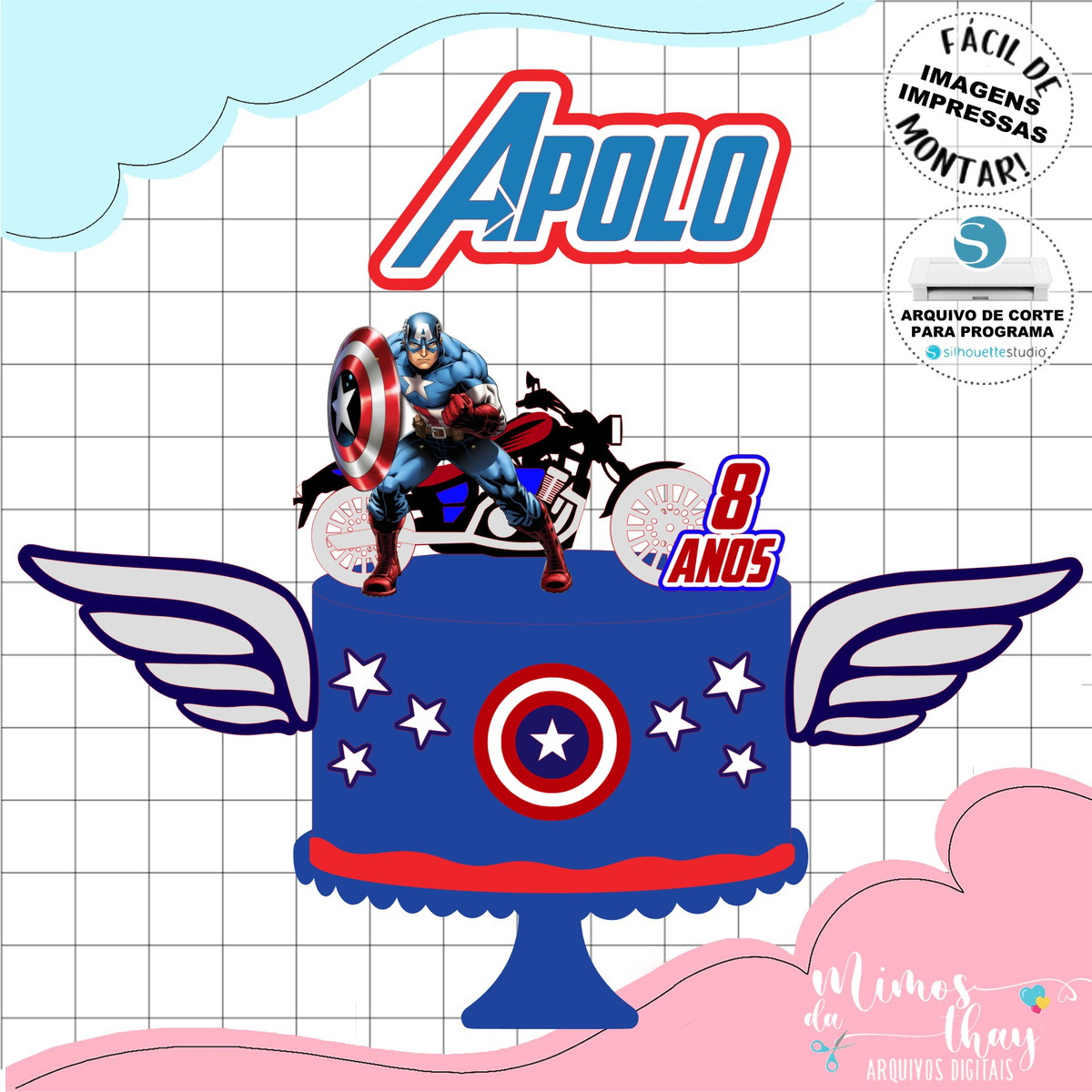 Arquivo de Corte: Topo de Bolo Capitão América 011