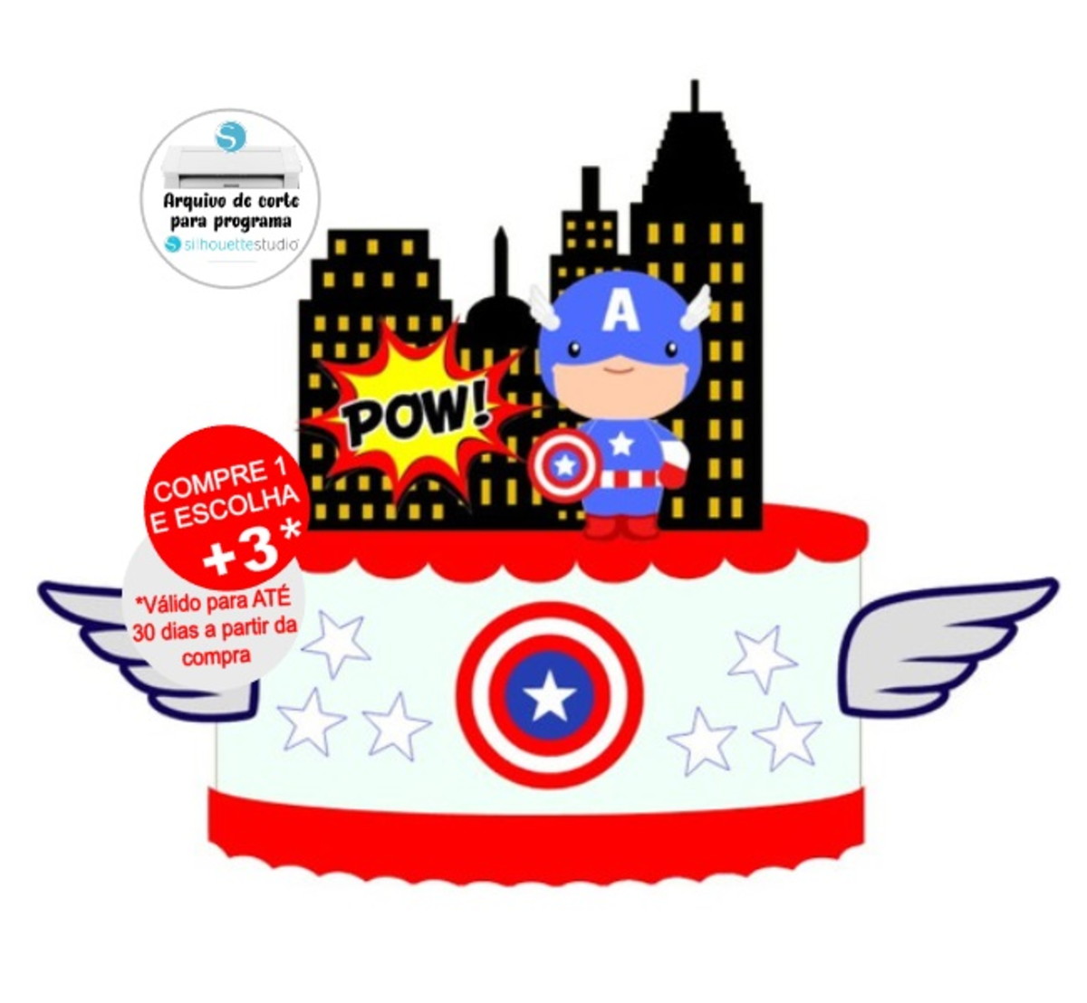 Arquivo de Corte Topo de Bolo Capitao America