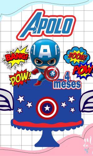 Arquivo de Corte: Topo de Bolo Capitão América Baby 009