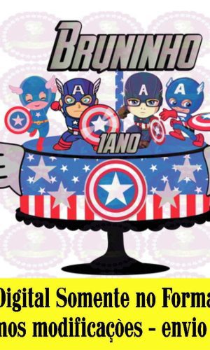 ARQUIVO DE CORTE - TOPO DE BOLO CAPITÃO AMÉRICA CUTE REF 186
