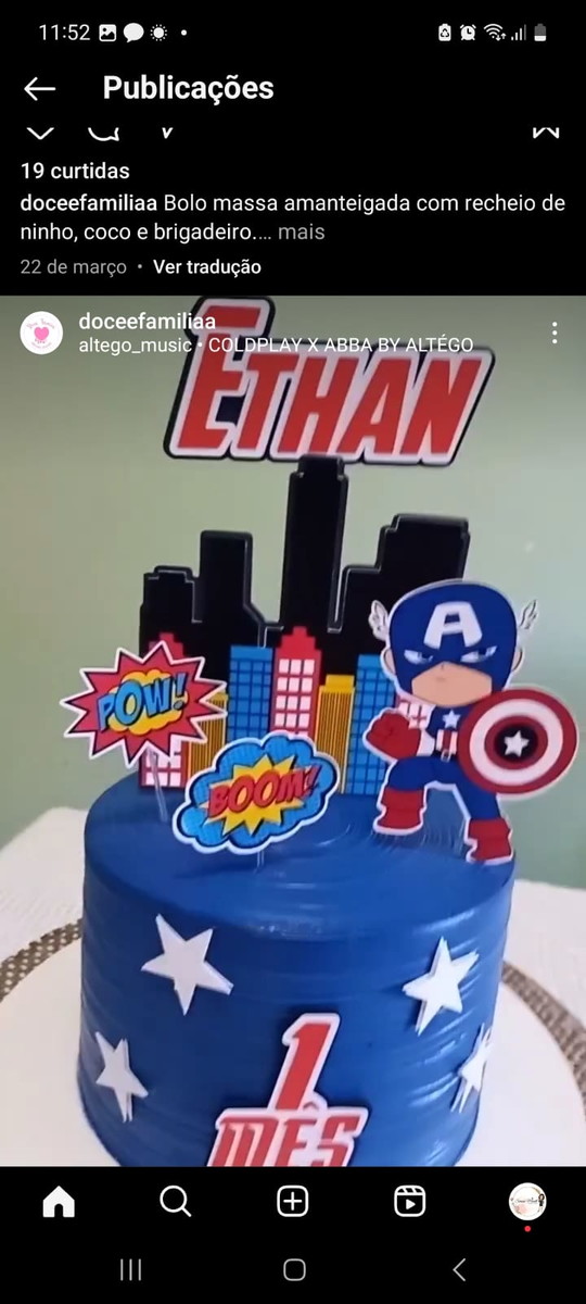 Arquivo de Corte Topo de Bolo Capitão América Cute - Imagem 2