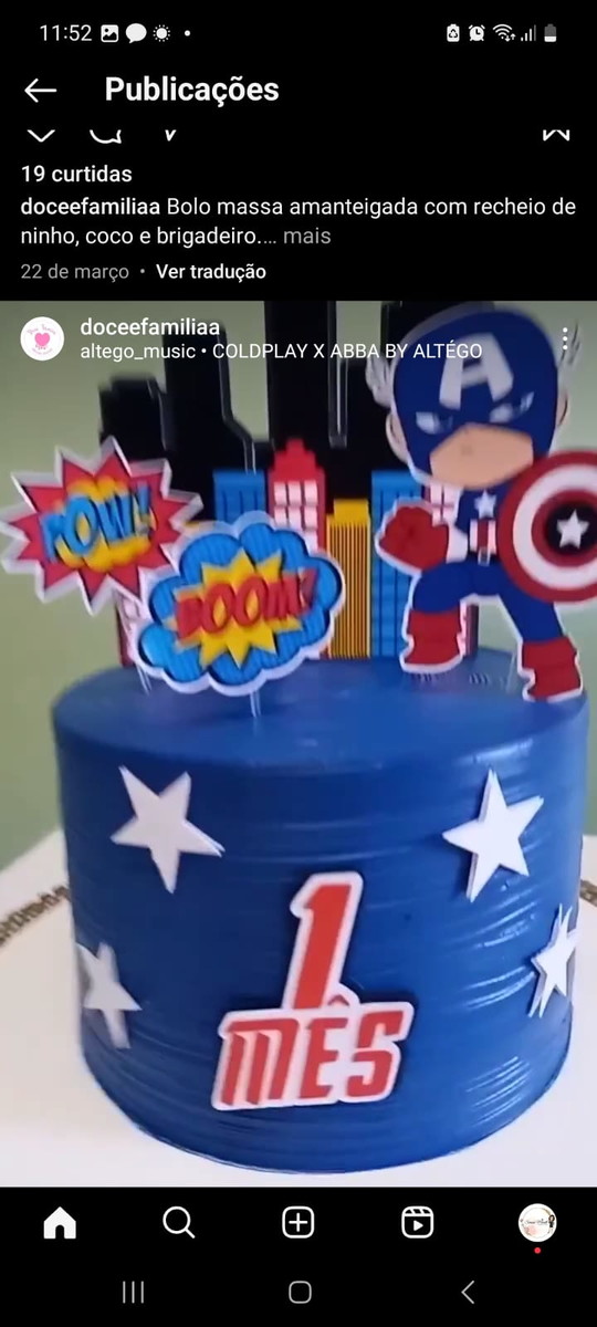 Arquivo de Corte Topo de Bolo Capitão América Cute