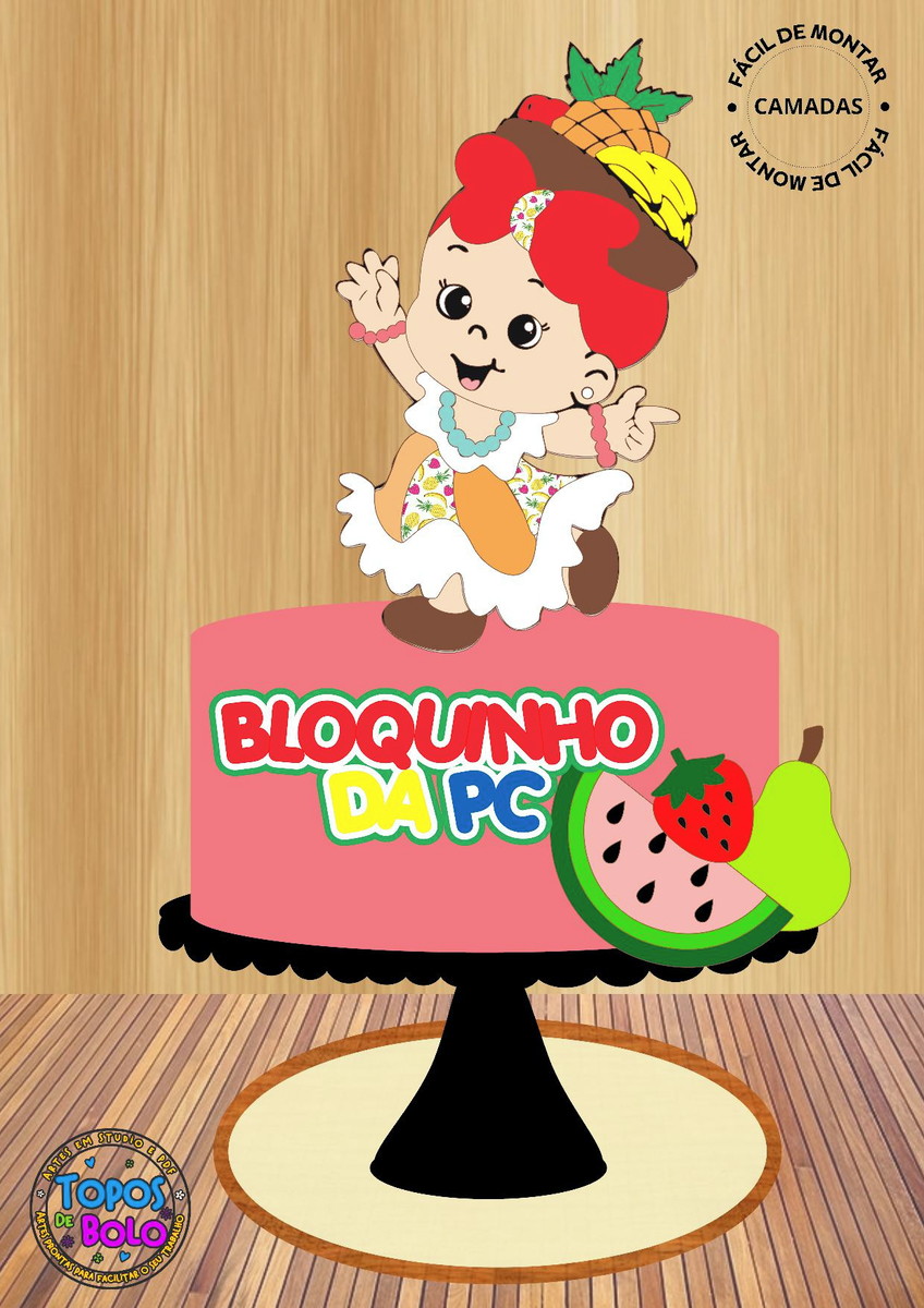 Arquivo de Corte Topo de Bolo Carnaval Baianinha Cute