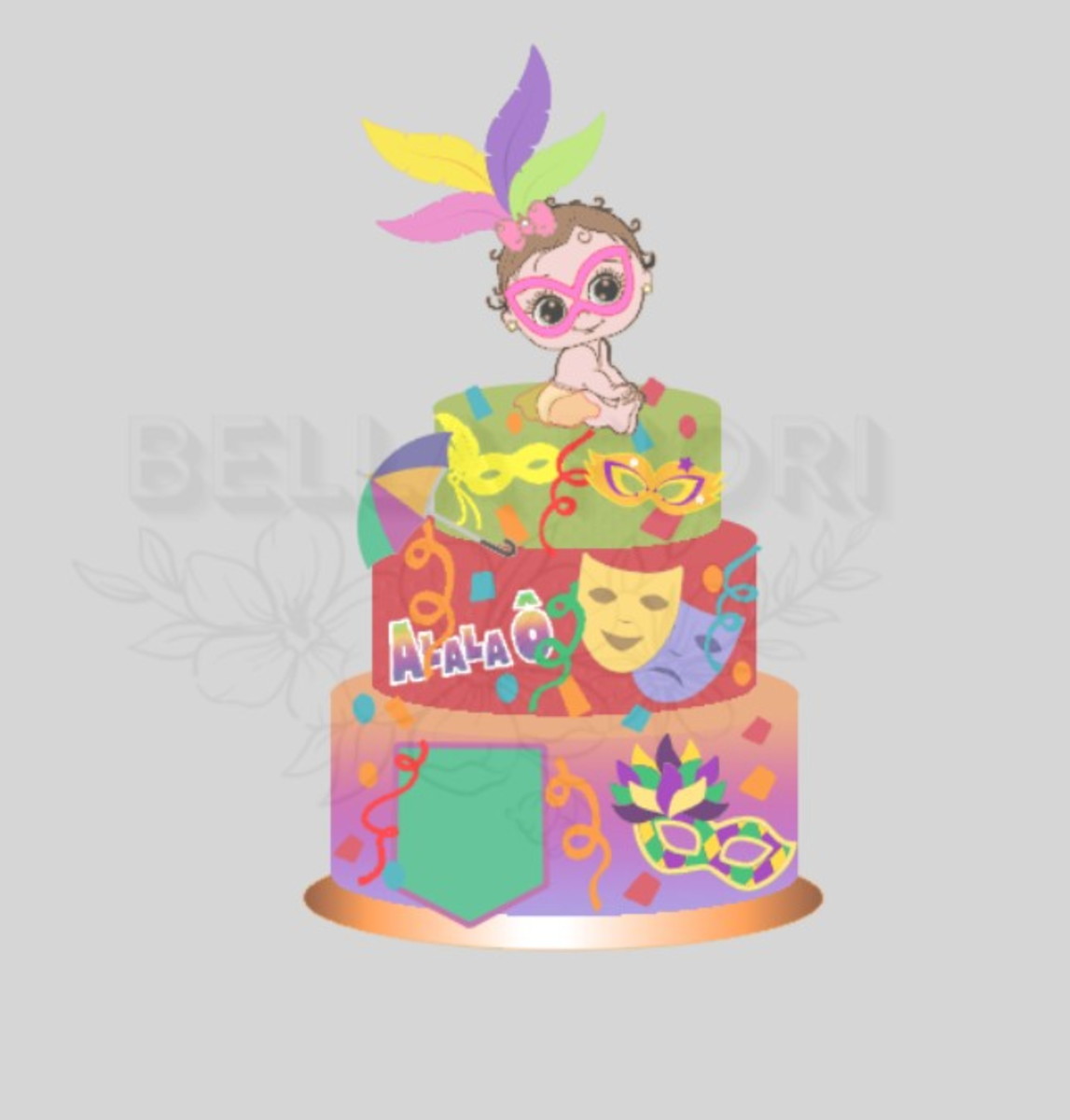 Arquivo de Corte Topo de Bolo Carnaval Bebê Foliã - Bf