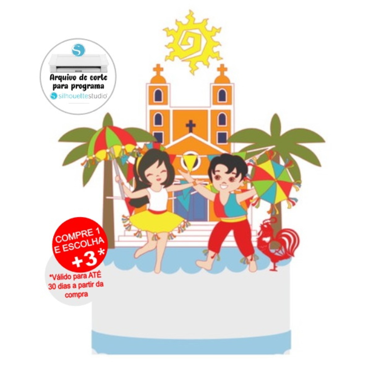 Arquivo de Corte Topo de Bolo Carnaval Frevo