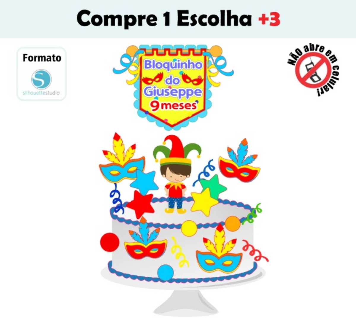 Arquivo de Corte Topo de Bolo Carnaval Menino