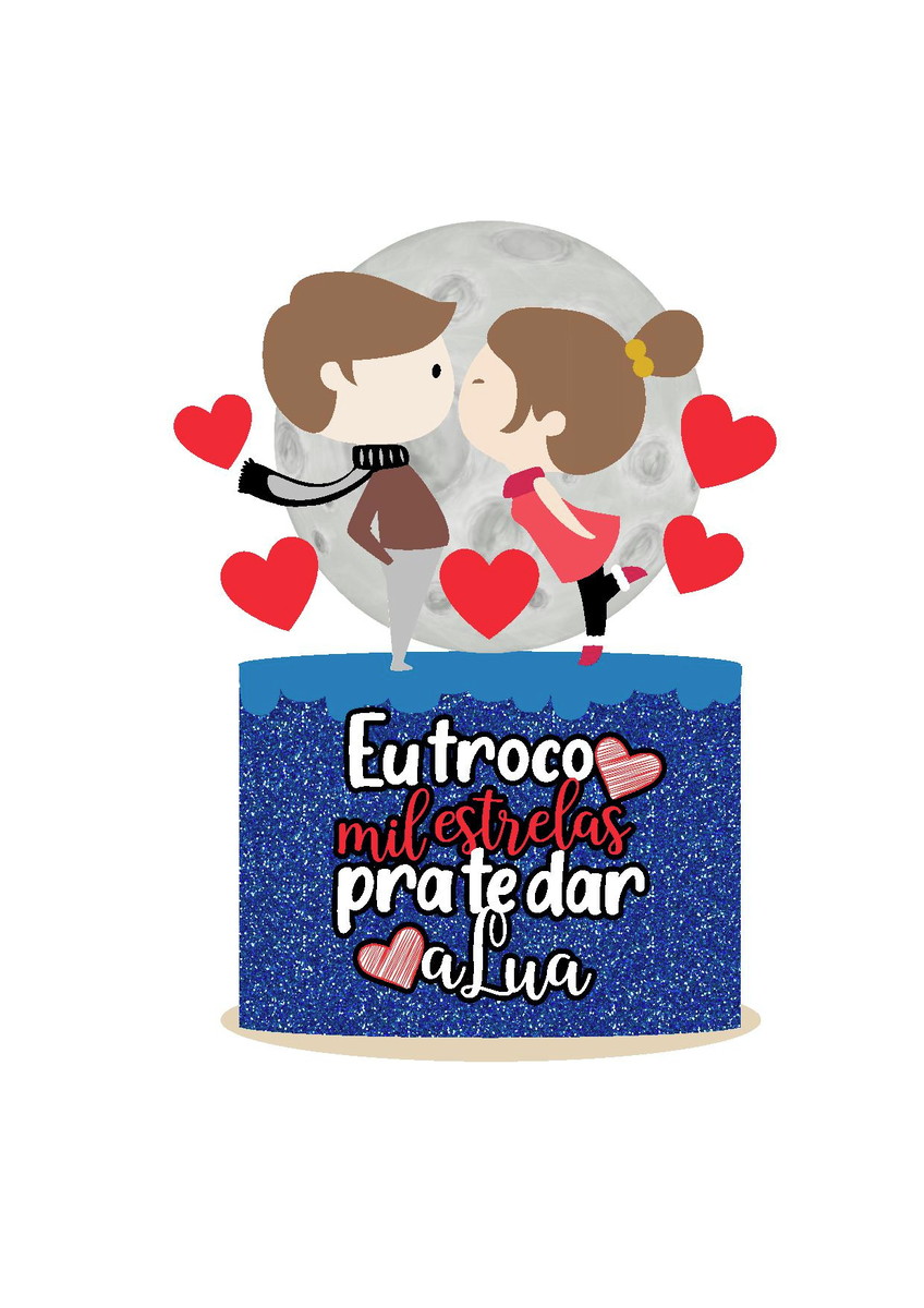 Arquivo de Corte Topo de Bolo Casal na Lua