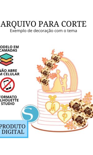 Arquivo de Corte Topo de Bolo - Casamento 2