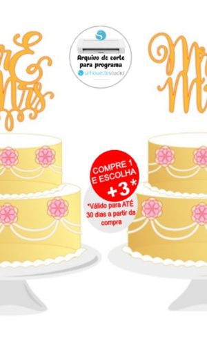 Arquivo de Corte Topo de Bolo Casamento Mr e Mrs