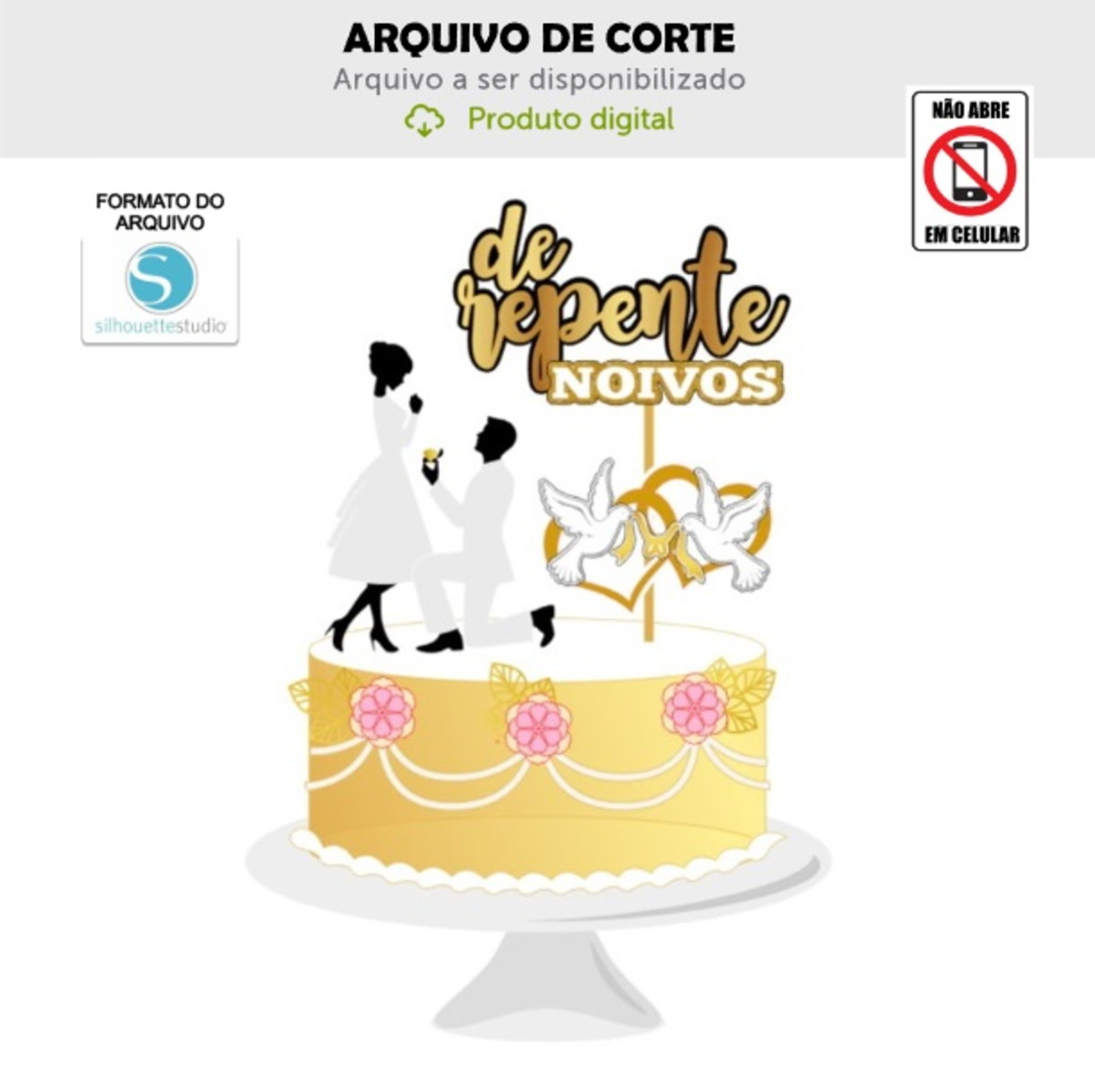Arquivo de Corte Topo de Bolo Casamento Noivos