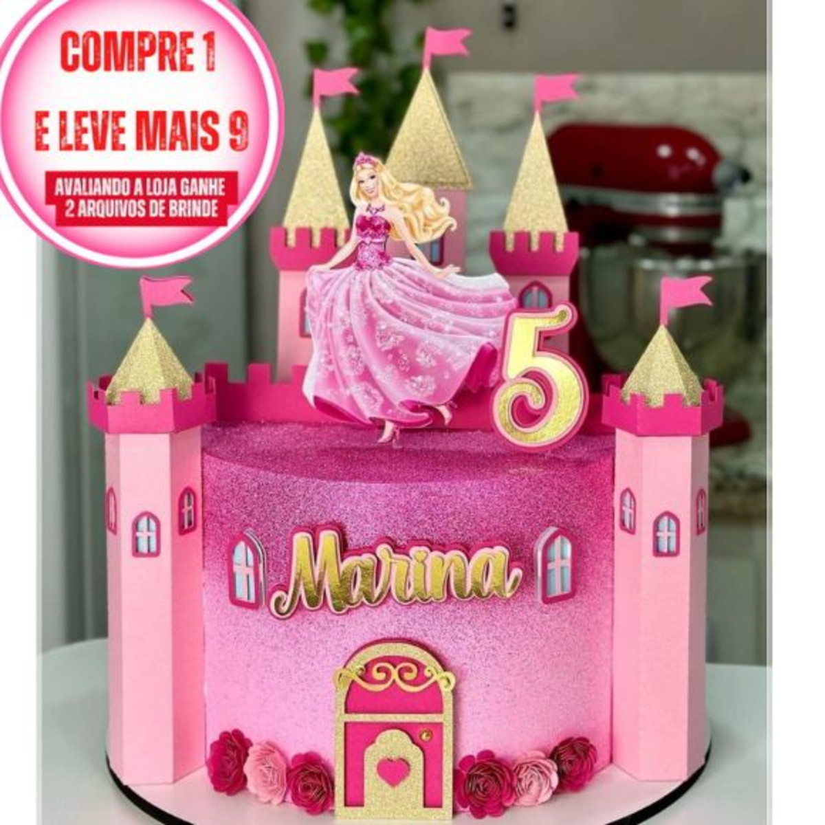 Arquivo de Corte Topo de Bolo Castelo da Barbie Studio #2903 - Imagem 2