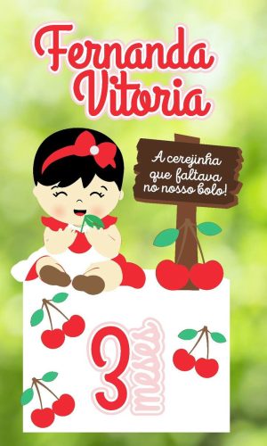 Arquivo de Corte Topo de Bolo Cerejinha Baby Camadas