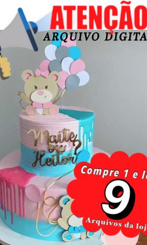 Arquivo de Corte Topo de Bolo Cha Revelacao Ursinhos
