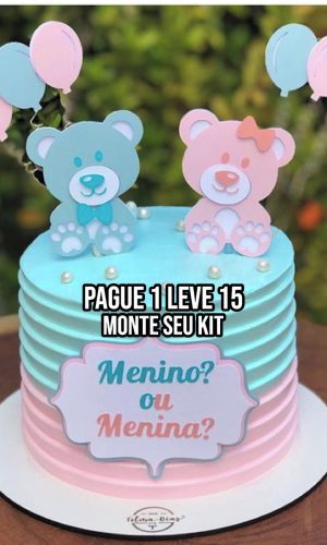 Arquivo de corte Topo de bolo Chá Revelação Ursinhos 3STUDIO