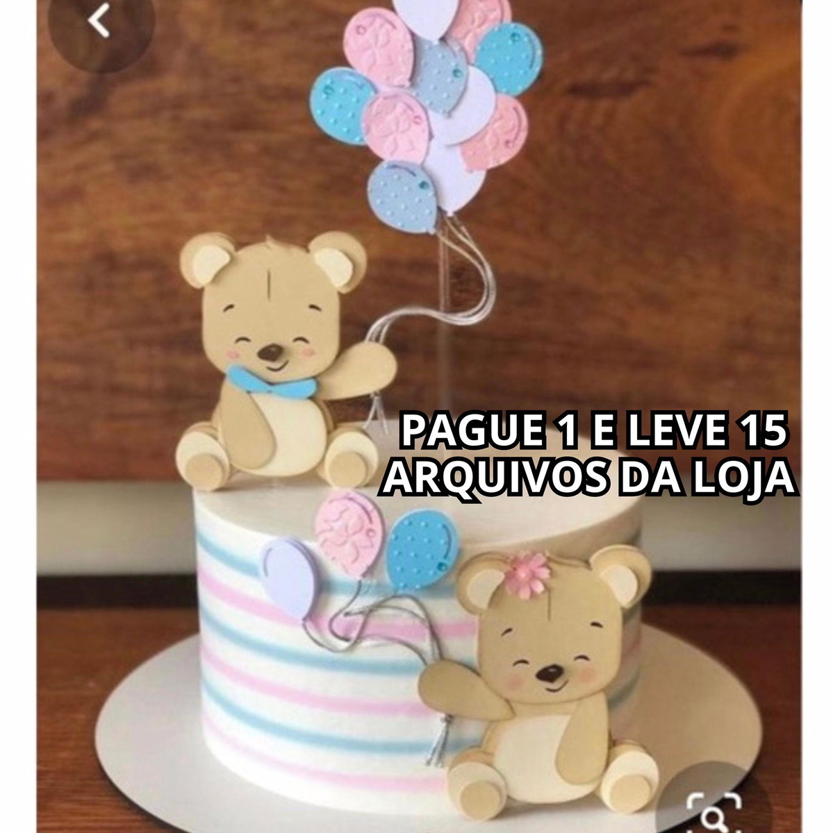 Arquivo de Corte Topo de Bolo Chá Revelação Ursinhos