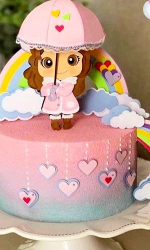 Arquivo de Corte Topo de Bolo Chuva de Amor Menina -008