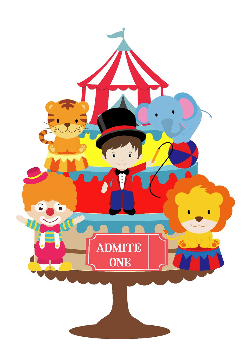 10 Arquivos Por R$ 10,00 Topo de Bolo Circo de Menino - Imagem 2