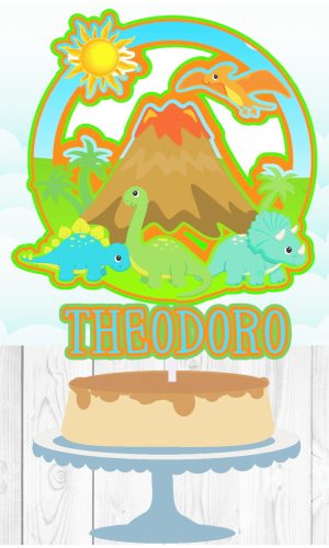 Arquivo de Corte Topo de Bolo Circular Dinossauro Baby #ab