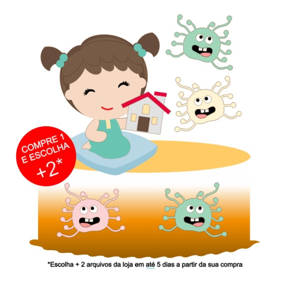 Arquivo de Corte Topo de Bolo Coronavirus - Menina