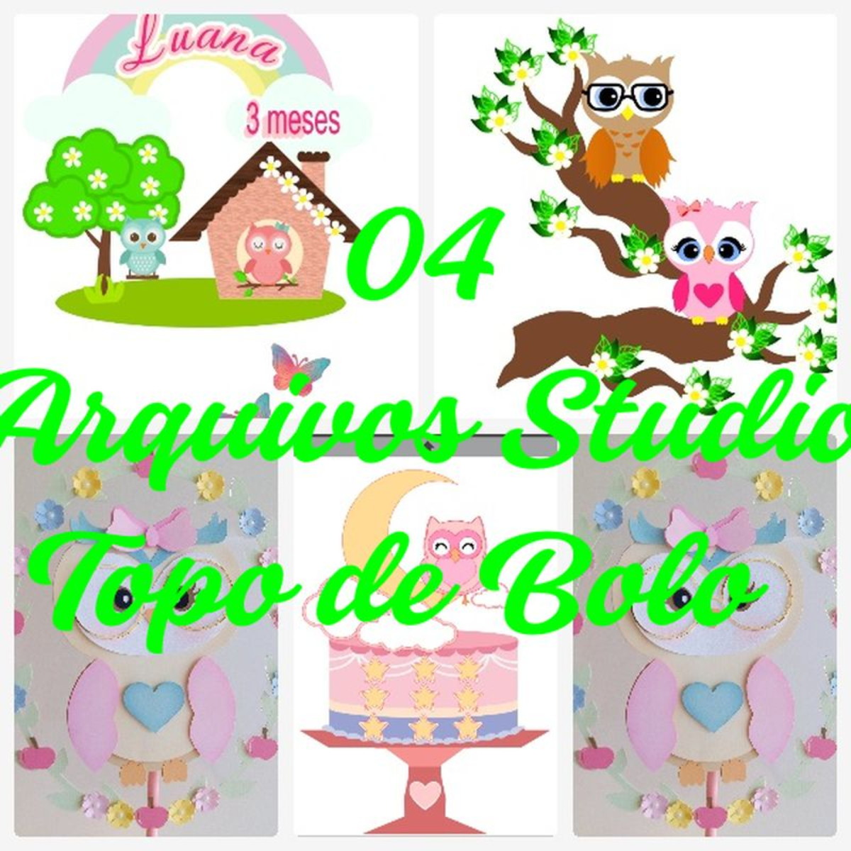 Arquivo de Corte Topo de Bolo - Corujinha