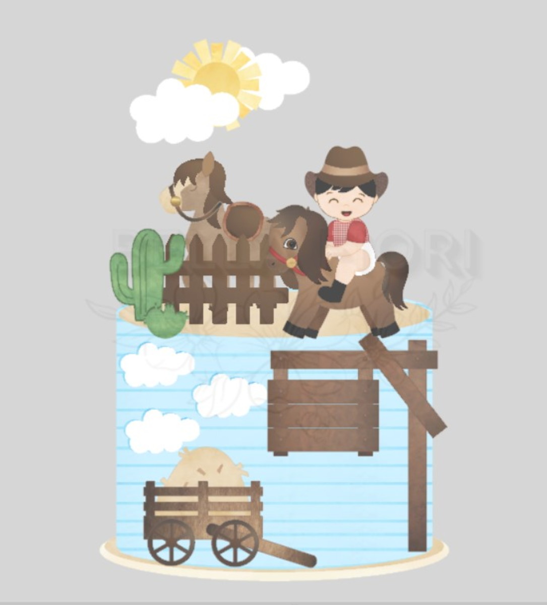 Arquivo de Corte Topo de Bolo Cowboy Baby Cute - Bf