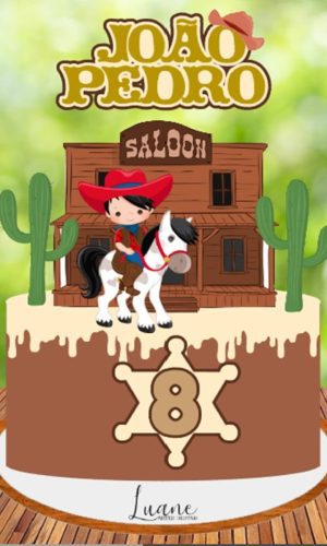 Arquivo de Corte Topo de Bolo Cowboy - Studio e PDF