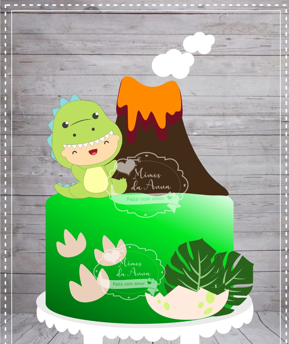 Arquivo de corte Topo de bolo Dino Baby em camadas