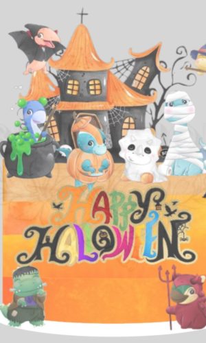 Arquivo de Corte Topo de Bolo Dino Halloween - Bfiori