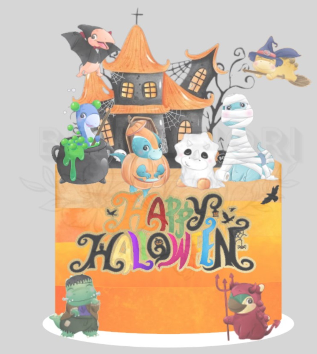 Arquivo de Corte Topo de Bolo Dino Halloween - Bfiori
